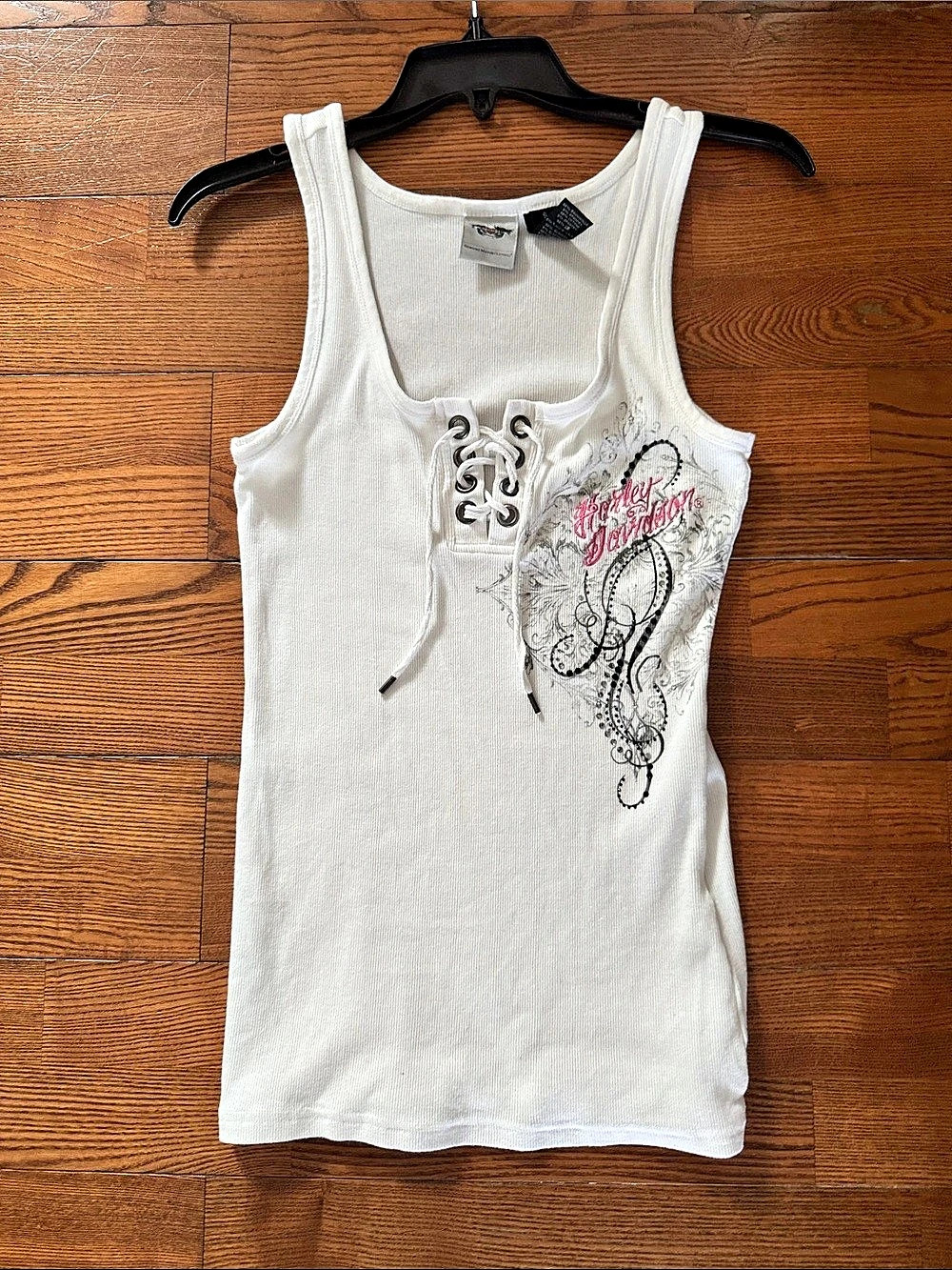 Harley-Davidson Graphic Lace-Up Tank Top White Size Small